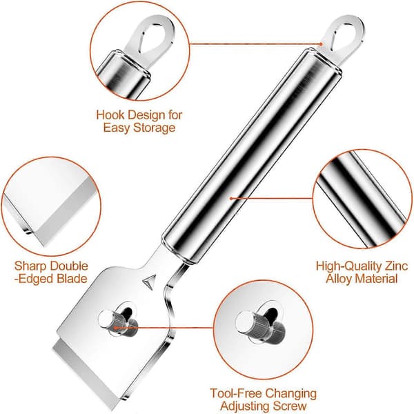 Professionel keramisk kogepladeskraber med 5 metaludskiftningsblade, 18,5*4,5 cm