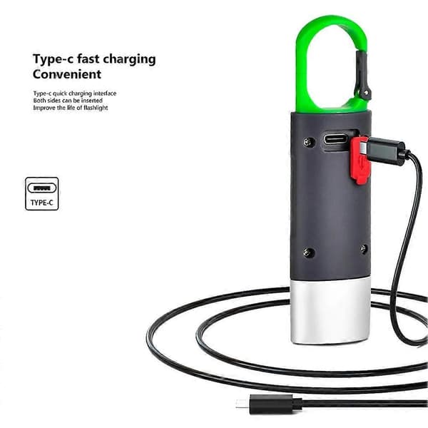 Ladattava taskulamppu, USB C Suuri Lumen Zoomattava Pieni LED-taskulamppu 4 tilaa Muovinen lyhty