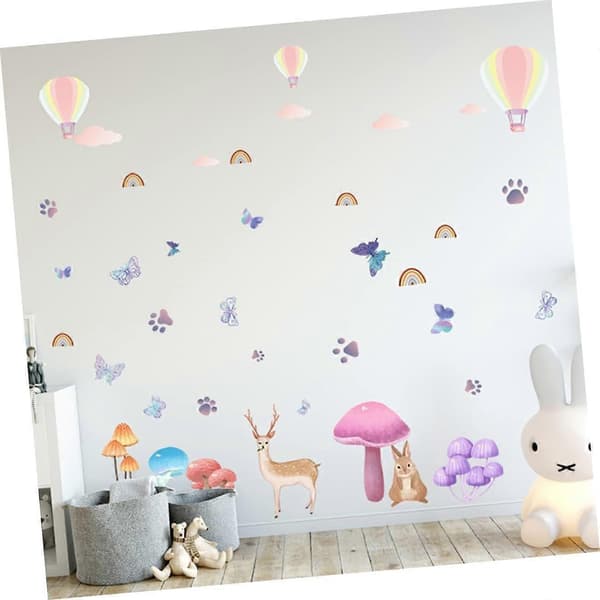1 Set Väggdekal Mural Tapet Djurbarn Väggdekaler för Barn Blomma Väggdekal Svamp