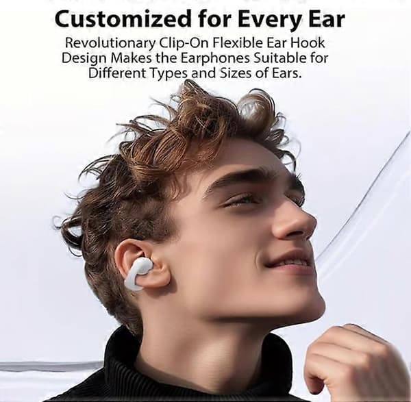 Øreclips Bluetooth-hovedtelefoner med berøringsskærm, Clip On øretelefoner (sort standardversion)