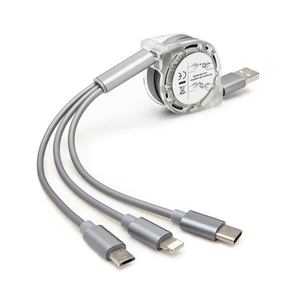 3-i-1 Multi USB-opladerkabel, til alle mobiltelefoner og tablets, 1,2 m (stil 4)