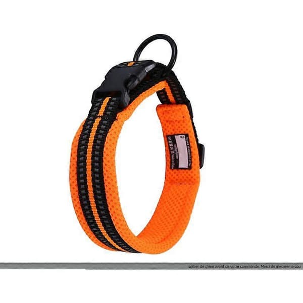 Hundhalsband, Justerbart Vadderat Stort/Medium/Litet Hundhalsband med Reflexremsa (Orange L)