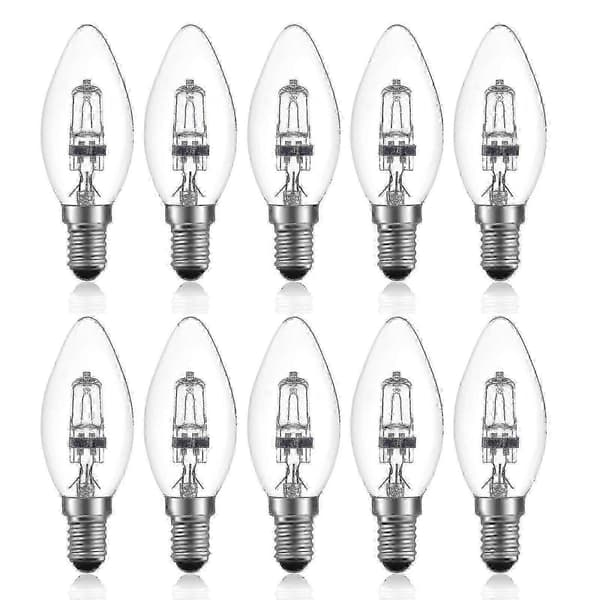 42w E14 C35 Dimbar Halogenlampa AC 220-240v Varmvitt Ljus 2700k E14 Klar Halogen Ljuslampa (10st)