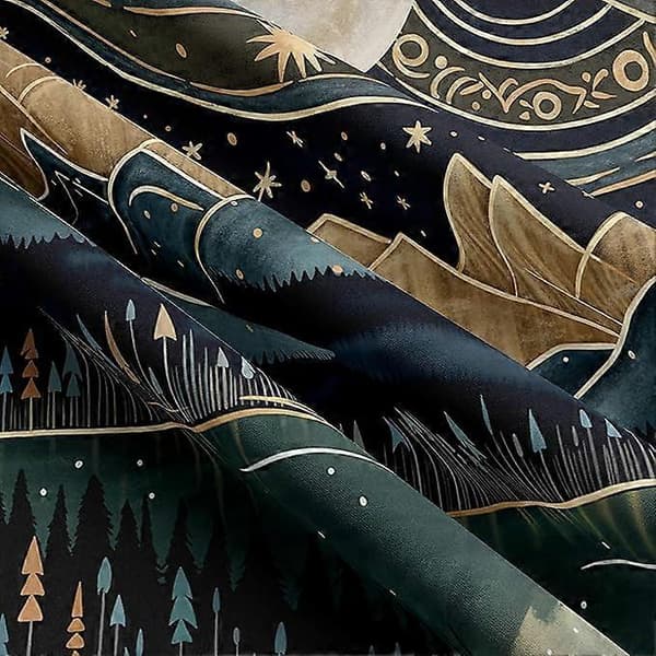 Bergsskog Gobeläng Boho Landskap Måne Stjärnor Gobeläng för Sovrum Estetisk Natur Gobeläng Väggbonad Träd Vägg Gobeläng för Sovrum Li