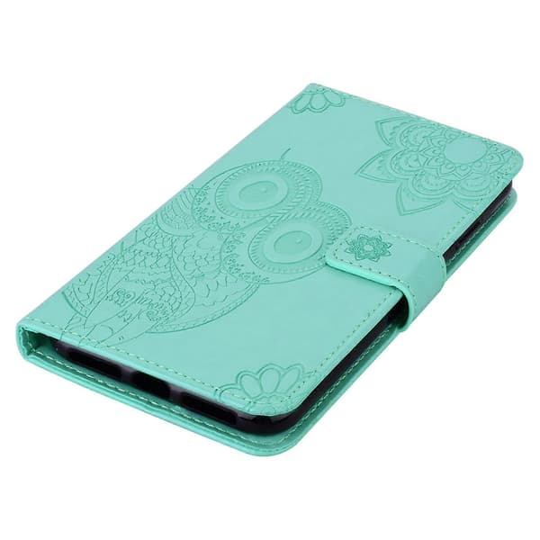 För Samsung Galaxy A16 5G/4G Uggla Blomma Tryck Läderfodral Plånboks Telefonfodral med Axelrem - Cyan (Cyan)