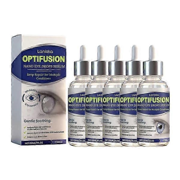 1-5x Optifusion ögondroppar, Herbionyx Nano ögondroppsserum, med lutein, vitamin C & E (5 st)