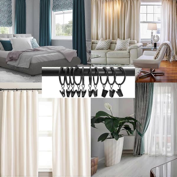 Gardinklämmor i järnmetall, 45 mm innerdiameter, set om 7 (svart)