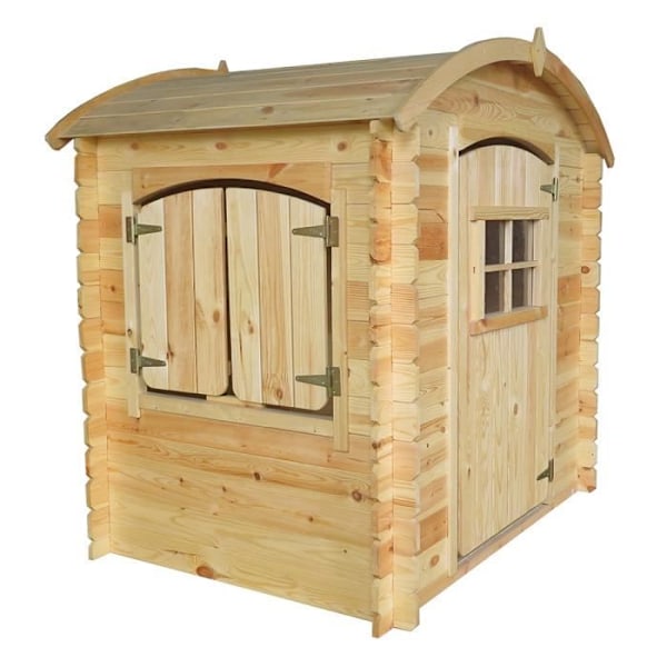 Puinen leikkimökki lapsille - TIMBELA - H145 x 105 x 130 cm - ilman lattiaa Beige / Naturlig