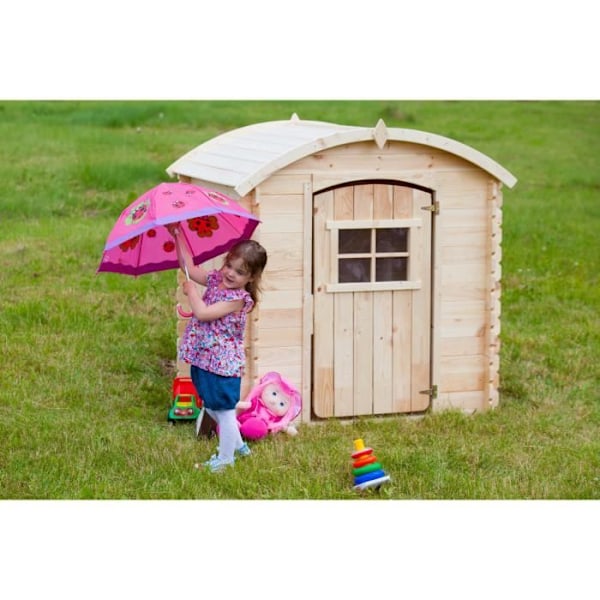 Træhus til børn - TIMBELA - H145 x 105 x 130 cm - uden gulv Beige / Naturlig