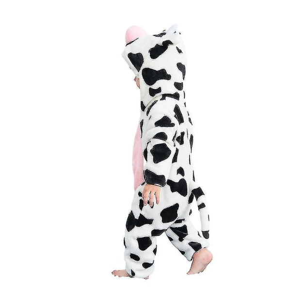 Unisex baby dyrekostyme vinter høst flanell hette jakke cosplay jumpsuit rask 70 dairy cow