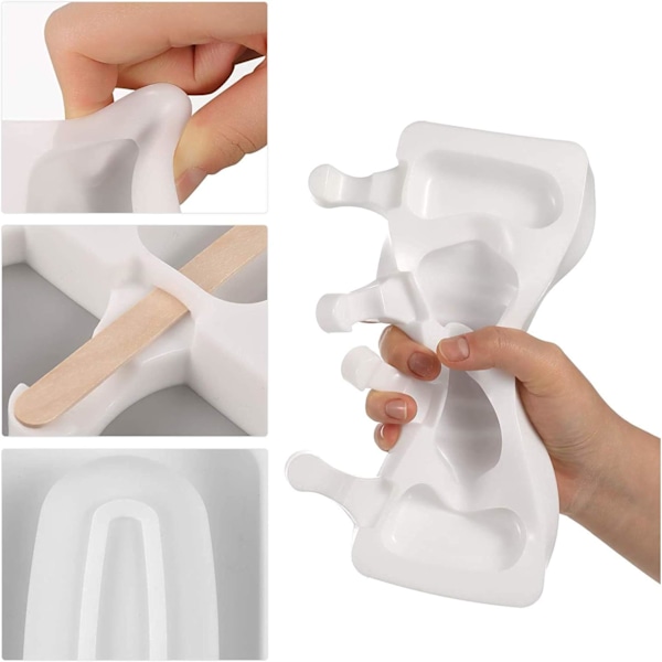 2-pakning glassformer for ispinner, ispinneformer, gjenbrukbare ispinneformer for barn og voksne (med 100 ispinner).