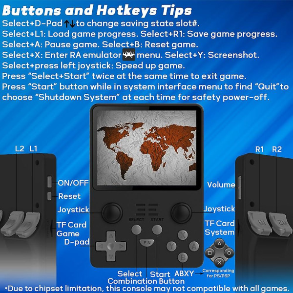 Powkiddy Rgb20s, 16g+64g 15000+ Classic Games Handheld Game Console Black 16G-128G