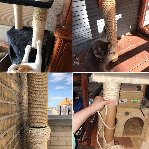 Sisalrep för kattklösbrädor, rep för klösstolpar, DIY-trädreparation, möbelrenovering, 8 mm diameter, 10 m
