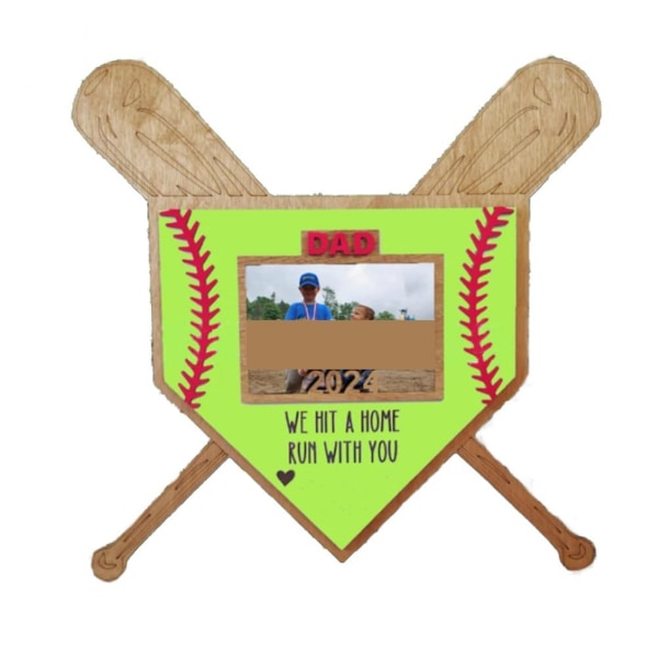 2024 Kreativ Baseball-tema Træramme til Fars Dag Gave, Fars dag Baseball Billedramme, Træ Rustik Baseball Billedramme Dekoration White