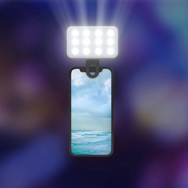 Bærbar Genopladelig LED Ringlampe, 3 Lystilstande, USB- og Batteridrevet, Egnet til Telefon, Zoom-konference, Clip-on, Justerbar