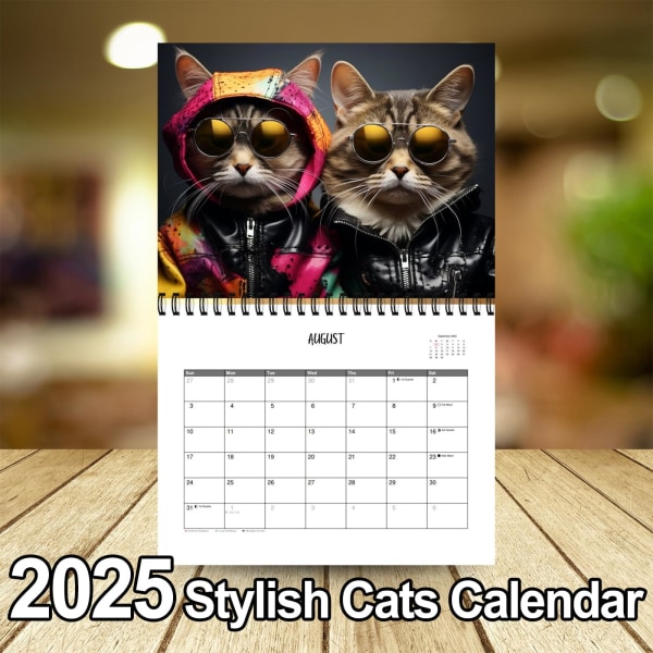Snygg kattkalender 2025, söt kattkalender, rolig kalender, kattkalender, 12 månaders kalender, kalender 2025 2Pcs