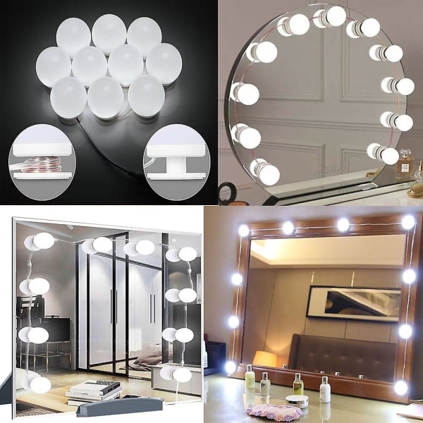 Hollywood Mirror USB meikkivalot valaistut 10 polttimoa 3 valaistustilaa Pöytäseinään asennettavat kosmeettiset valot (vain polttimo) 14 Bulbs