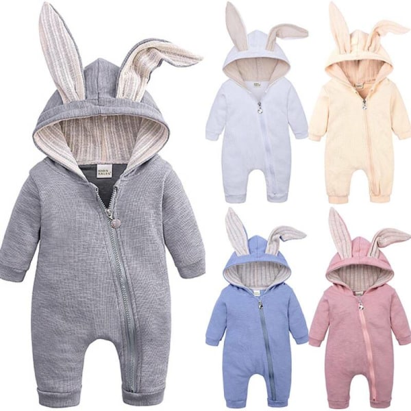 Babypåskeklær,Søte Bunny Romper Jumpsuits,Nyfødte Barn Påskehare Bodysuits Antrekk sett 0-24 måneder Apricot 18-24 Months