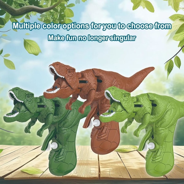 Dinosaur vannpistol leketøy for barn, vannpistol for barn i alderen 3-5 år, barns lille vannspraypistol, kan åpne og lukke munnen (sett med tre) light green