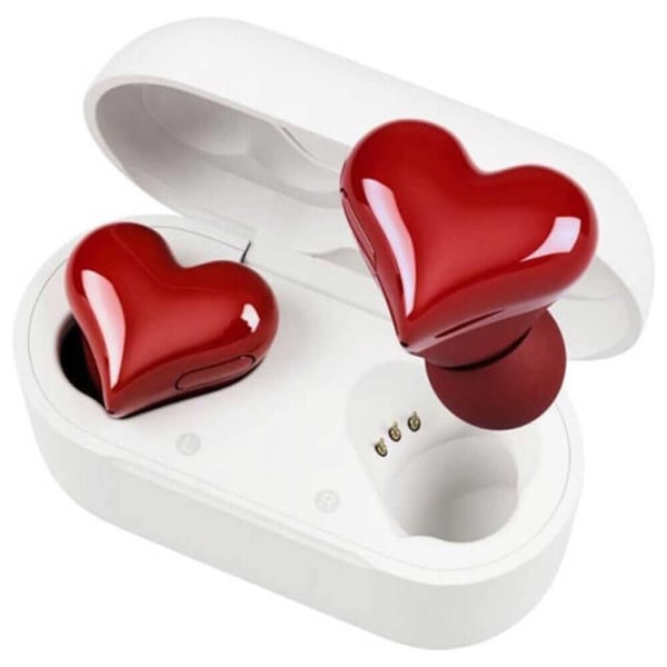 Hjärtformade True Wireless Earbuds Bluetooth 5.3 Hörlurar Hörlurar Headset Red