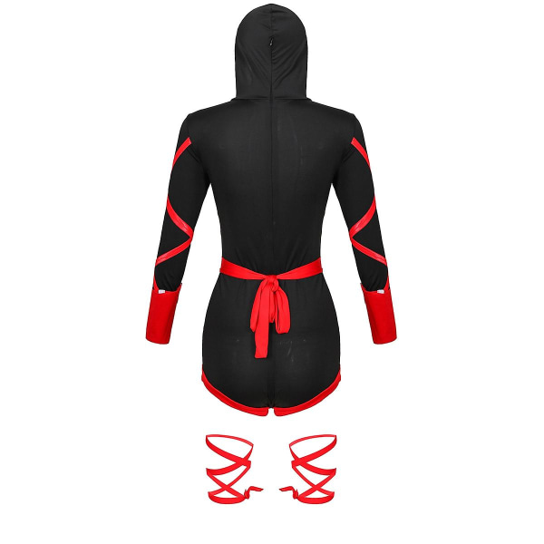 Dame Cosplay Jumpsuit Samurai Costume Lady Fancy Dress antrekk Red XL