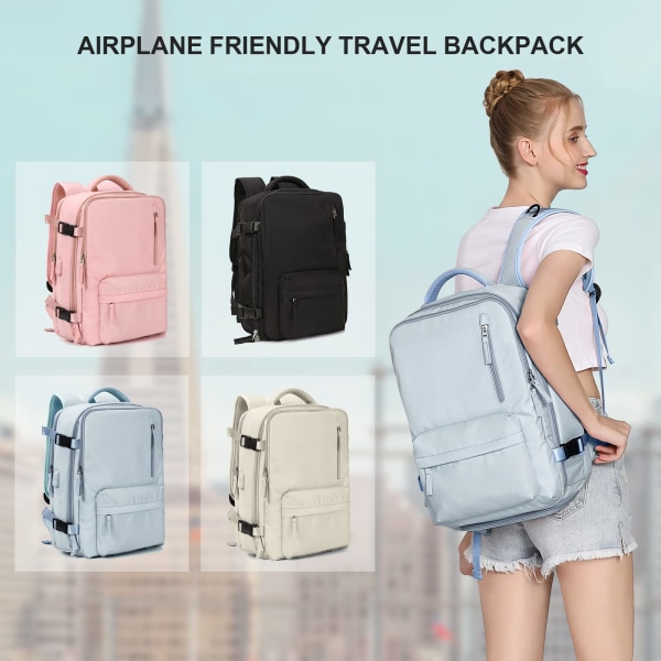 Stor resväska handbagage flygplansgodkänd bärbar dator arbetsryggsäck för kvinnor män Beige