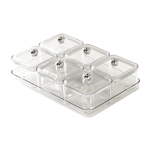 Tørket Fruktfat Oppdelt Serveringsbrett for Stue Spisestue Snacks hvit 2 rom hvit 6 ruter white 6 grids optional