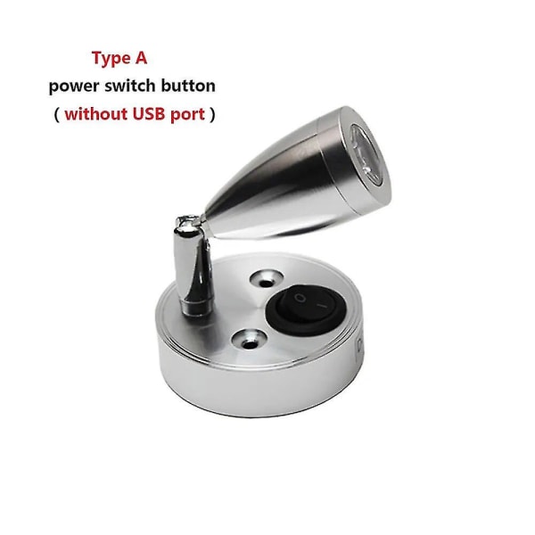 Dc12v 24v Rv Båt Led läsljus Flexibel vägglampa för sovrumsinredning Husbilslampor med USB laddarport Warm White C-Silver