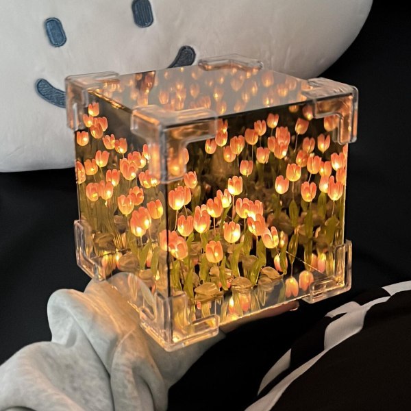Handgjord kubformad spegellampa - Kreativ bordslampa, perfekt present till vänner, unik möbeldekoration a4