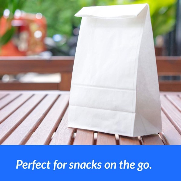 50 stk. - Hvide papirsposer til pakning af frokost og snacks - Blank