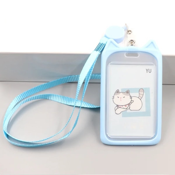 Tegneserie Børn Lanyard Kortholder Studenterkort Cover Halsbånd Reb Snor Business Bus Bank Kreditkort Holder Lanyard Badge Case blå blue