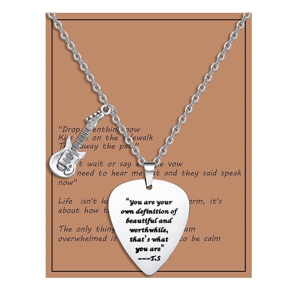 Taylor Swift Quotes Guitar Pick Halsband Outfits Smycken Accessoarer Inspirerade presenter 2-22 C