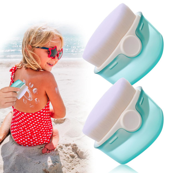 Solkrämsapplikator för barn, 2-pack Sunblock Buddy Brush Set med skyddande lock, Sun Lotion Applicator Sun Cream Borste