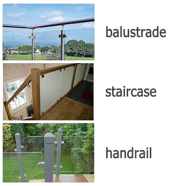 Glasklemme, 8-pak rustfrit stål firkantet klemme 6-8 mm glasklemme klemmemontering flad bagside-WELLNGS