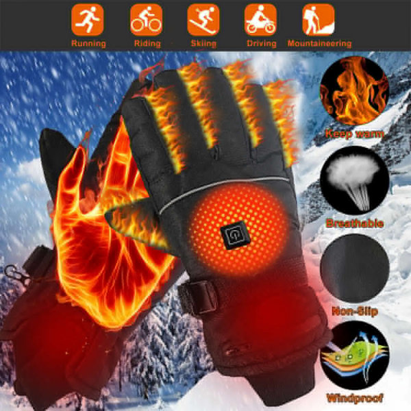Batteriuppvärmda handskar för damer män, vattentåliga thermal värmehandskar, batteridriven Eluppvärmd Skidcykel Motorcykel Varma Handskar Handskar