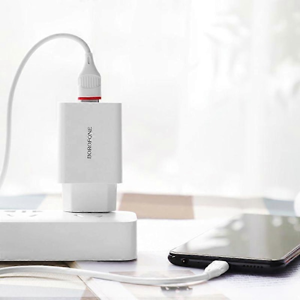Borofone BA21A Hongtu enkelport QC3.0 lader mobiltelefon universell europeisk standard hurtigladehode Android-sett
