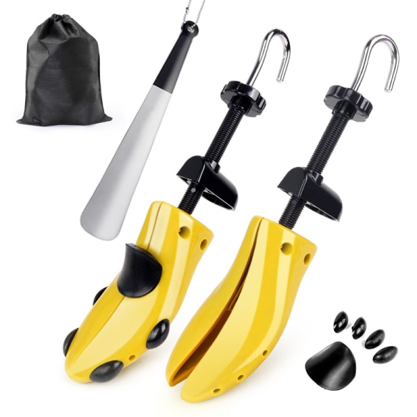 Two-way shoe stretcher kit plastic and metal shoe stretcher expander shoe stretcher with shoe horn unisex Yellow men's large US size