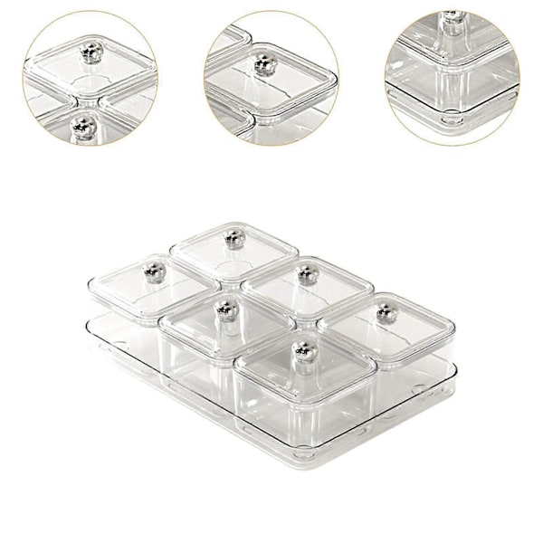 Tørket Fruktfat Oppdelt Serveringsbrett for Stue Spisestue Snacks hvit 2 rom hvit 6 ruter white 6 grids optional