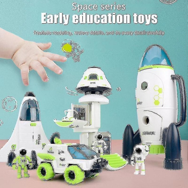 Rymdraketleksak Astronaut Rymdskeppleksak Barn Leksak för tidig utbildning Födelsedagspresent för pojkar Flickor B