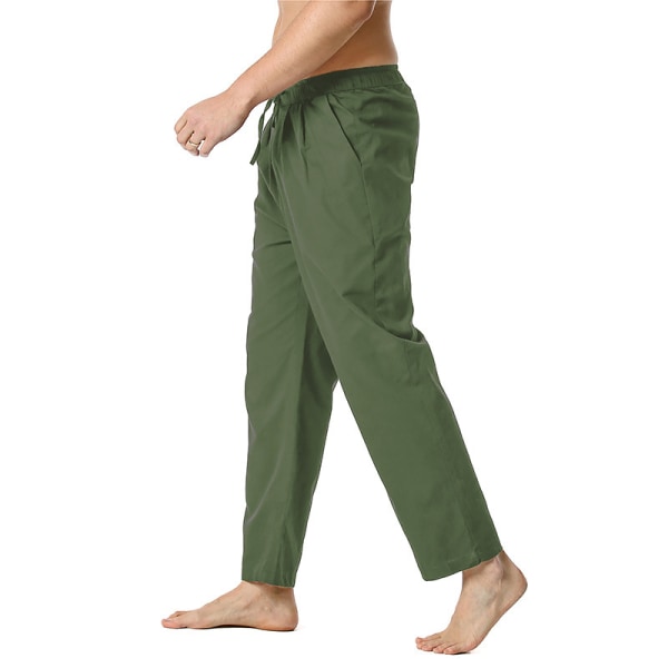 Menn Vanlige rett ben Uformelle bukser Yoga Beach Løs elastisk midjeunderdel green XL