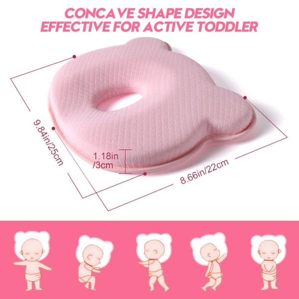2024 Ny opgradering Donut blød og hyggelig baby pude forhindrer fladt hoved og former spædbarnets hoved baby hovedpude Pink
