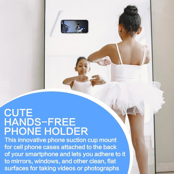 4 stk. Silikone Sugekop Telefonholder, Bagside Mobil Fidget Spejlholder til Selfies og TikTok Videoer Kompatibel med iPhone og Android (Sort)