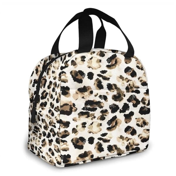 Bærbar Bento Taske Leopardmønstret Kontorskole Isoleret Frokosttaske Genanvendelig Frokosttaske til Voksne og Børn - Frokostbeholder Håndtaske-on