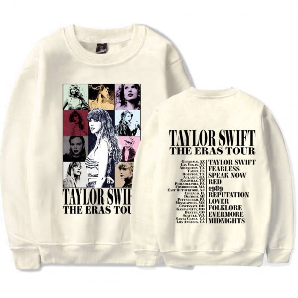 Taylor Swift The Eras Tour print pitkähihainen Crewneck Casual löysä pusero Topit Fanit Lahjat miehille Naiset 2-22 khaki XL