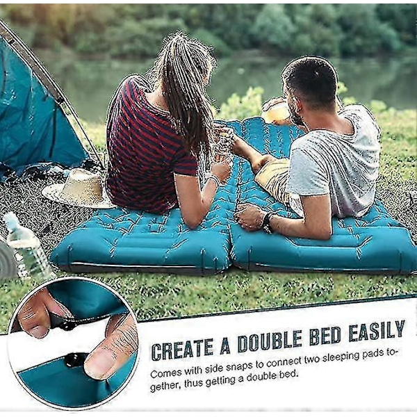 Self-Inflating Camping Sleeping Pad: Lightweight Double Sleeping Mat, Compact & Portable Black