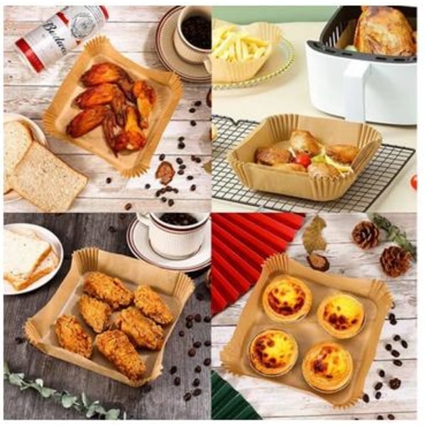 Firkantede 100-pak Air Fryer Papir - Brune 20 x 20 cm 150 brun brown 150