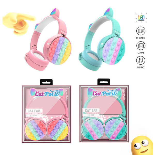 Rainbow Pop-On-It Bluetooth kuulokkeet, fidget Bluetooth Headset -stereokuulokkeet, langattomat kuulokkeet melua vaimentavat kuulokkeet blue