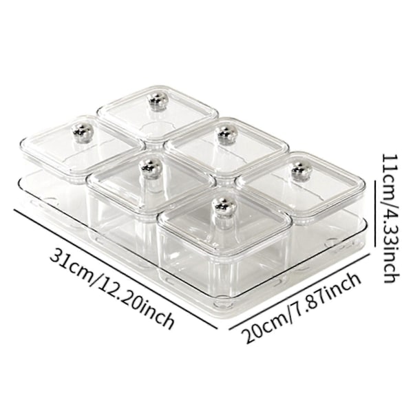 Torkad Fruktfat Uppdelad Serveringsbricka för Vardagsrum Matsal Snacks vit 2 fack vit 6 fack white 6 grids optional