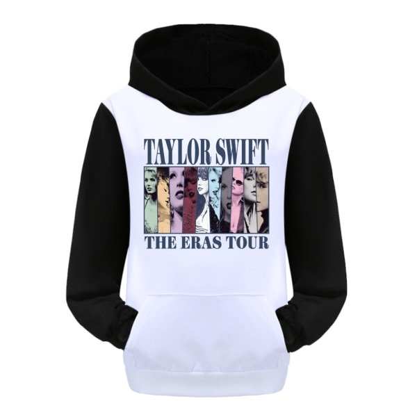 Pop Taylor Swift The Eras Tour Hættetrøje Piger Drenge Hættetrøje Pullover Toppe 9-14 år Børn Teenagere Black and white 120cm