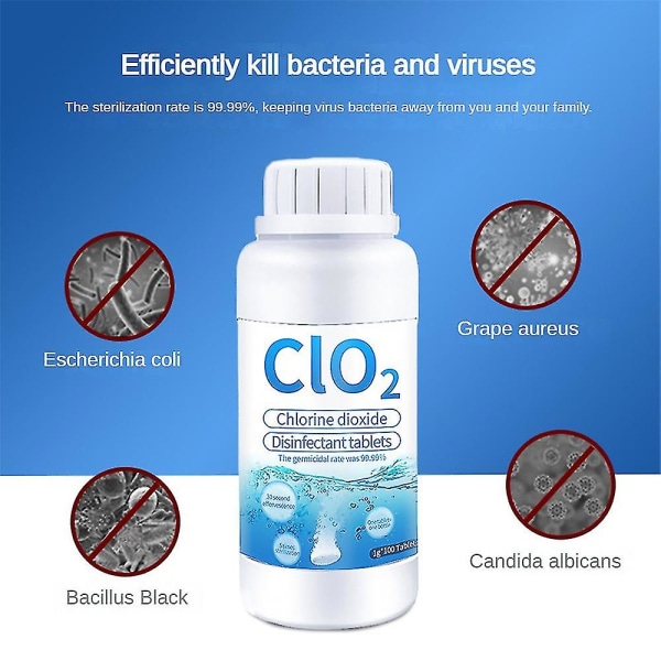 100/300/500 st Desinfektionstabletter, Brustablett, Klordioxid Clo2 Antibakteriell desinfektion kemisk tablett -CL 1Bottle